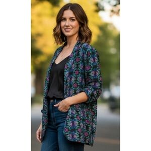 Vintage  Christine Parker All over Pattern Blazer Jacket Black Size L